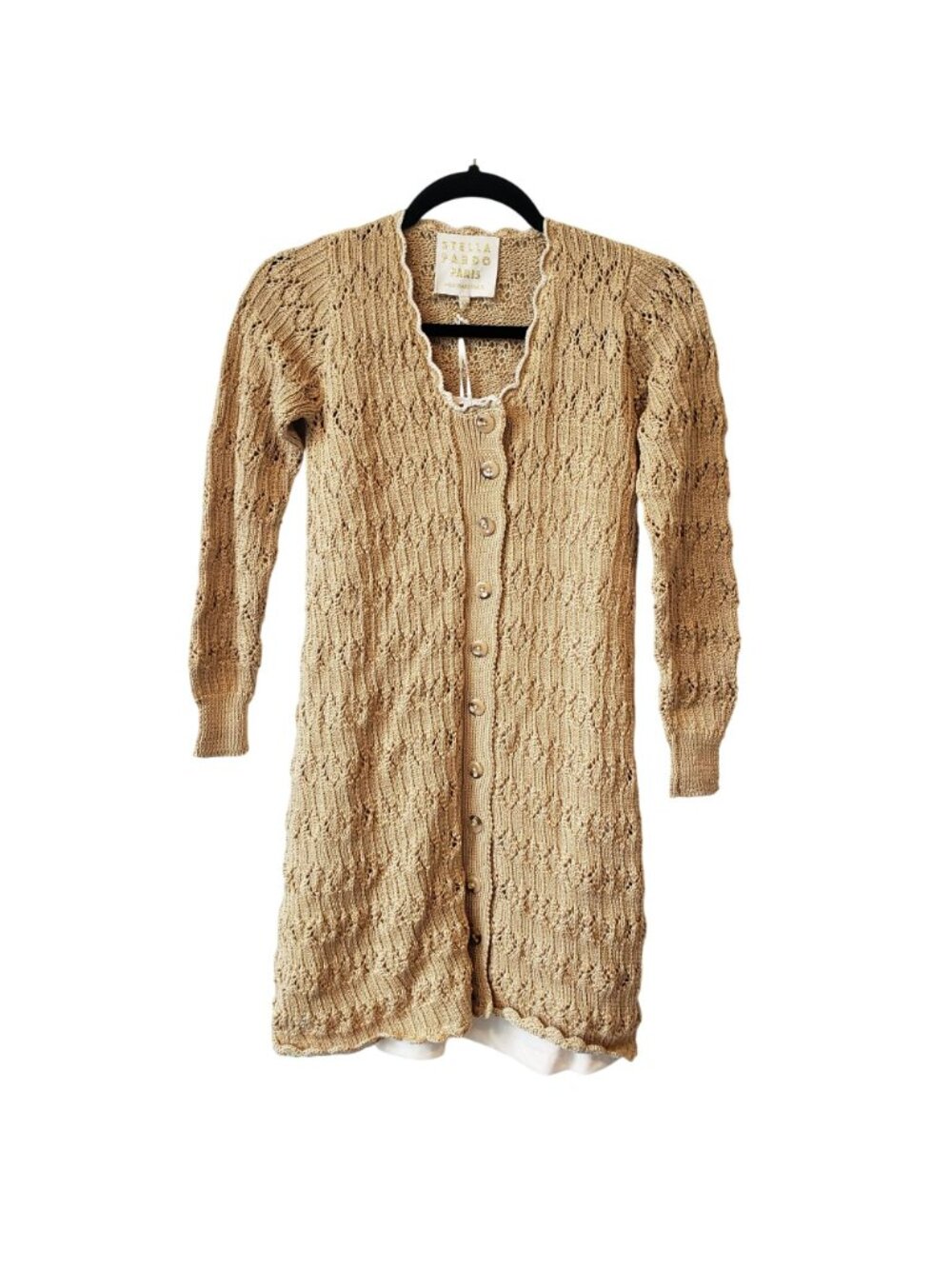 Stella Pardo Paris $550 Crochet Knit Sweater Dress Coquette 90s Cottage Core - Picture 3 of 15